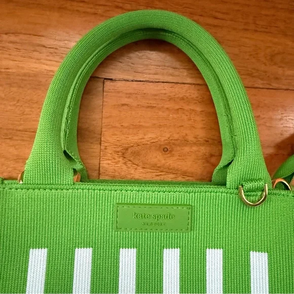 NWOT Kate Spade New York x Target Green and White Stripe Knit Crossbody Bag OS - Picture 5 of 16